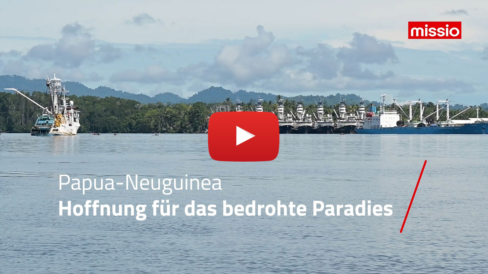 Blick auf Industrieschiffe in der Bismarcksee vor Papua-Neuguinea